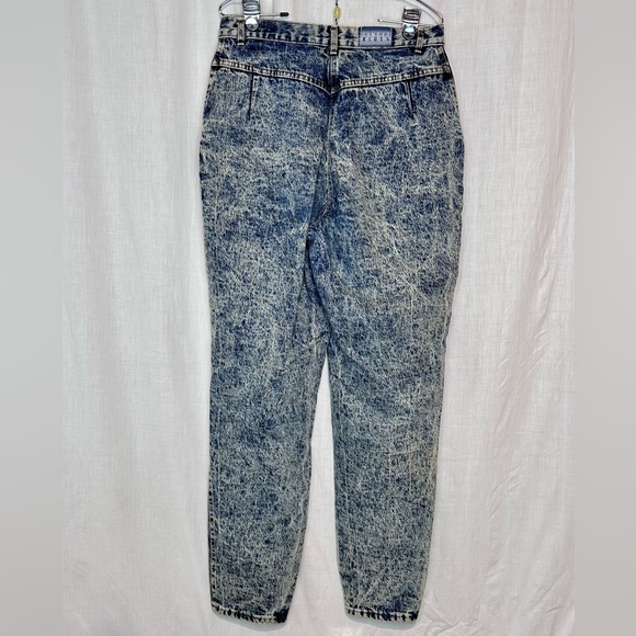 SUNSET BLUES - VINTAGE 80s Women's Jeans Sz 16 TALL High Waist - ACID WASH BLUE - Picture 4 of 13